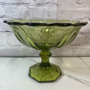 Imperial Glass Company Old Williamburg Green Pedestal Compote Bowl Vase